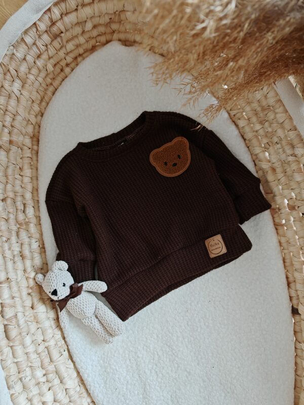 Sweterek dla dziecka z misiem brąz