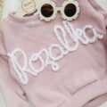 Sweterek z haftem pastelowy róż Rozalka