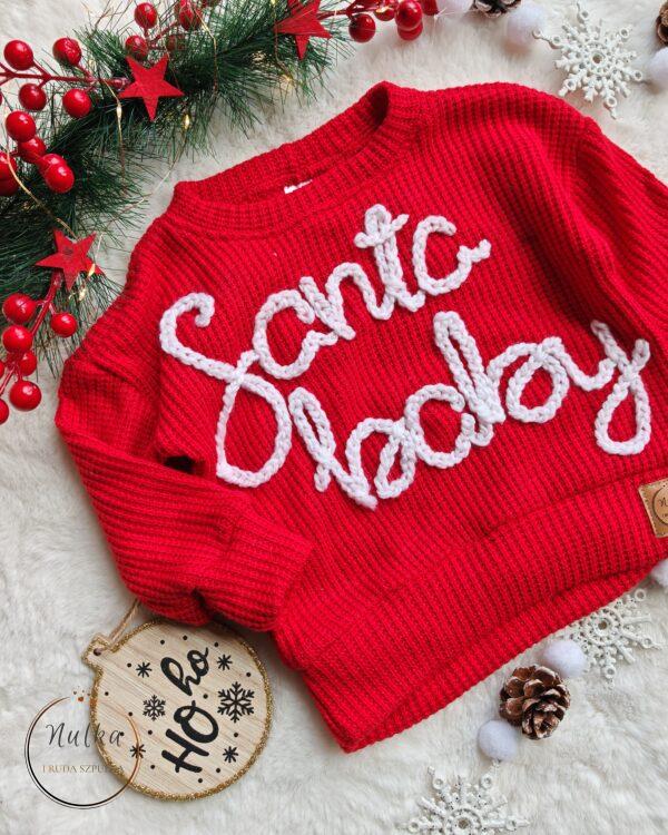 Sweterek świąteczny dla dziecka z haftem Santa Baby - kolory