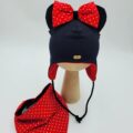 Czapka dziecięca wiązana z kokardą myszka