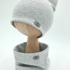 Czapka i komin dla dziecka Szary melanż jasny